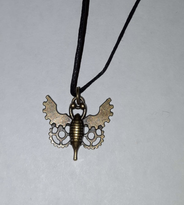 Bronze Steampunk style moth necklace